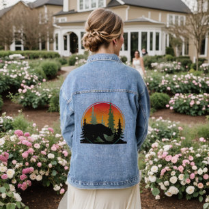 Veste En Jean Ours de coucher de soleil Nature Forêt Animal