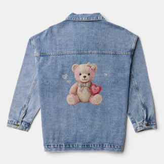 Veste En Jean Ours de la Saint-Valentin en strass