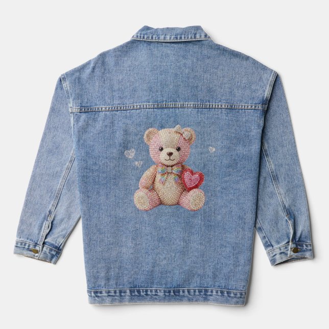 Veste En Jean Ours de la Saint-Valentin en strass  (Verso)