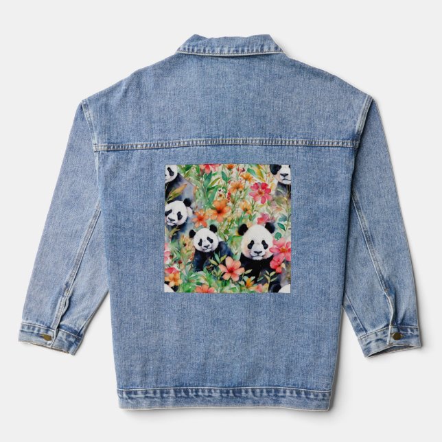 Veste En Jean Ours de panda aquarelle (Verso)