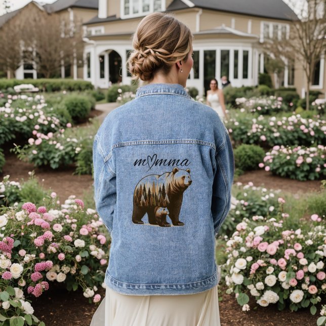 Veste En Jean Ours Momma personnalisé (Mariage Retour)