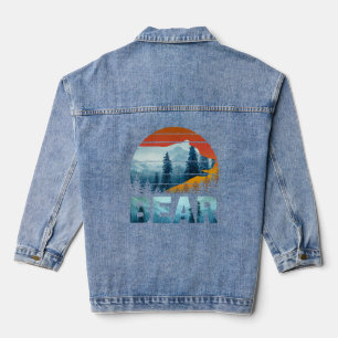 VESTE EN JEAN OURS VINTAGE NATURE SAUVAGE FORET COUCHER DE SOLEI