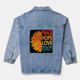 VESTE EN JEAN PAIX AMOUR ESPOIR ÉGALITÉ