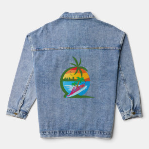 Veste En Jean Palmiers et planches de surf de Miami Beach