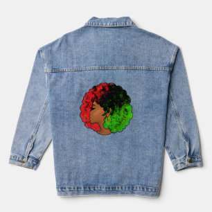 Veste En Jean Pan Africaine noire femme rouge vert orgueil afro
