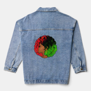 Veste En Jean Pan Africaine noire femme rouge vert orgueil afro