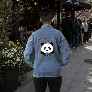 Veste En Jean Panda Zen Ours Lotus Bleu Yin Yang Vert