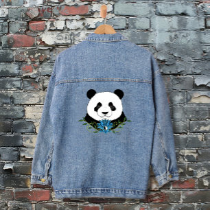 Veste En Jean Panda Zen Ours Lotus Bleu Yin Yang Vert