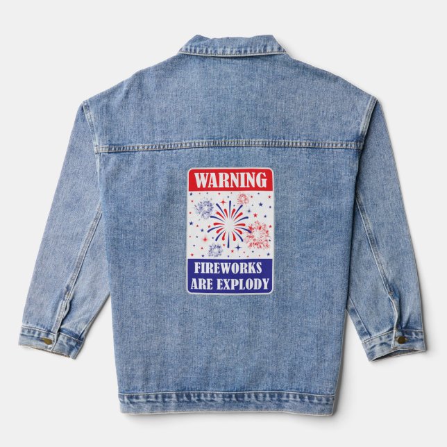 Veste En Jean Panneau d'avertissement de feux d'artifice (Verso)