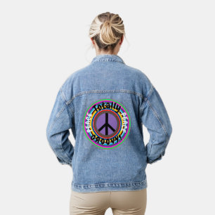 Veste En Jean Panneau de Paix Lavendar super Cercles géométrique
