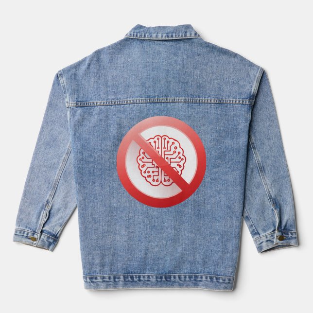 Veste En Jean Panneau d'interdiction d'utiliser l'intelligence a (Verso)