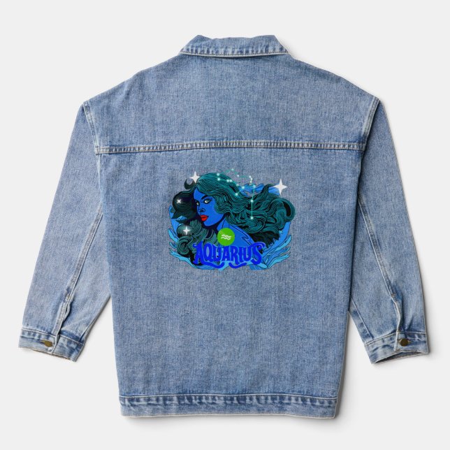 Veste En Jean Panneau étoile Aquarius Horoscope (Verso)