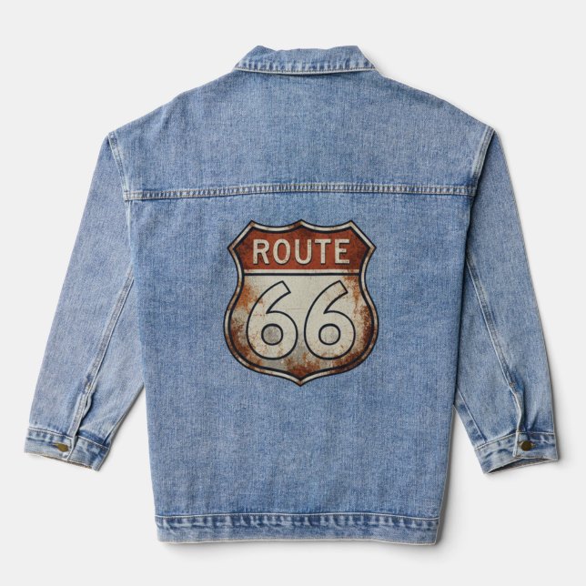 Veste En Jean Panneau rouillé de la route 66 (Verso)