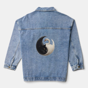Veste En Jean Panthère et grue Yin Yang Ink Art