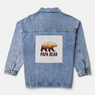 Veste En Jean Papa Bear silhouette ours vintage forêt T-Shirt_1