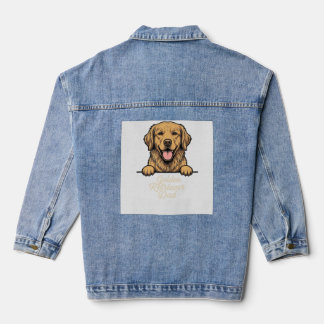 Veste En Jean Papa Golden Retriever Gravure Vintage