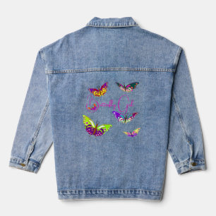 Veste En Jean Papillon fille - papillons colorés