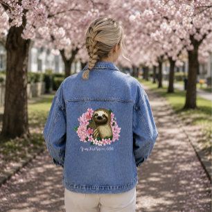 Veste En Jean Paresseux Floral Rose Serein et Léger
