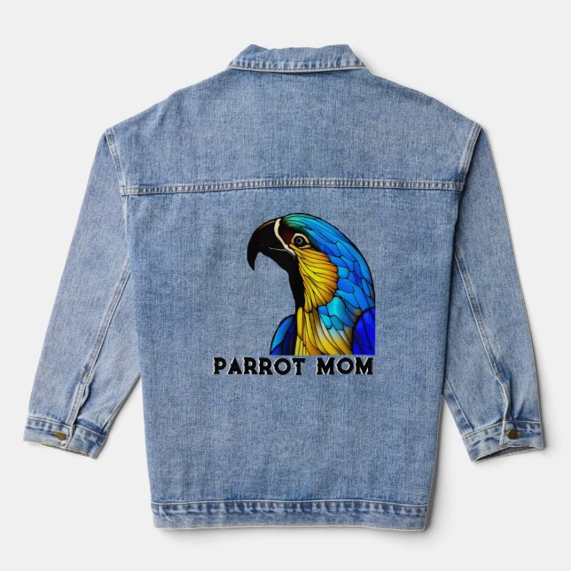 Veste En Jean Parrot bleu et or Macaw Maman (Verso)