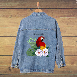 Veste En Jean Parrot floral rouge Macaw Tropical Bird