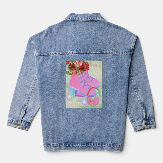Veste En Jean "Patins à rouleaux floraux" (Verso)