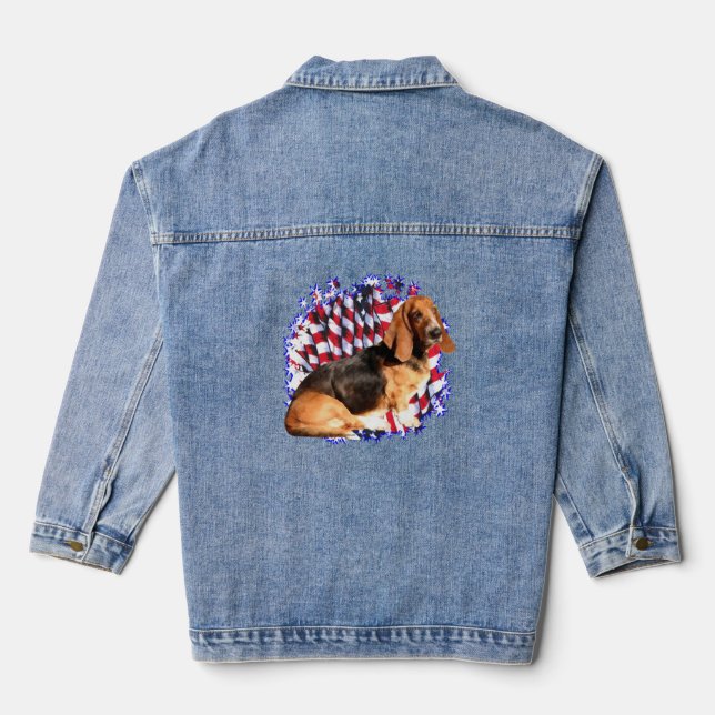 Veste En Jean Patriote de Basset Hound (Verso)