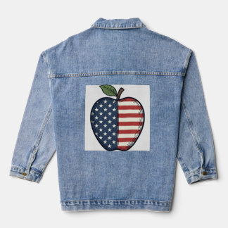 Veste En Jean Patriotic Apple Vintage Engraving Vector Design_1
