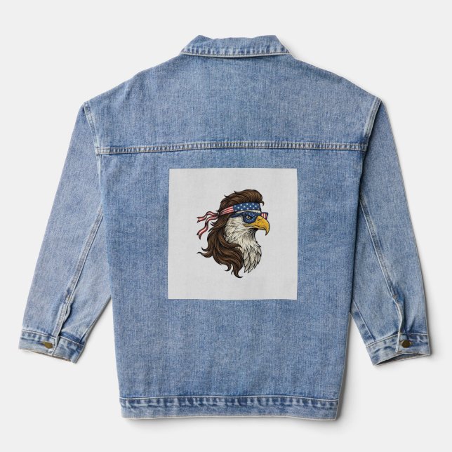 Veste En Jean Patriotic Eagle Mullet Vintage Engraving Vector De (Verso)