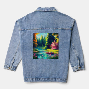 Veste En Jean Paysage naturel avec gîte rose