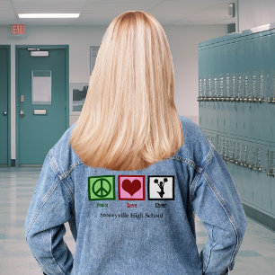 Veste En Jean Peace Love Cheer Cute Custom Pom-pom girl