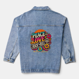 Veste En Jean Peace Love RocknRoll Retro les années 70 Vintage P