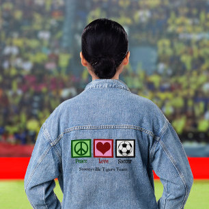 Veste En Jean Peace Love Soccer Cute Custom Team