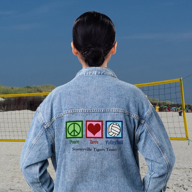 Veste En Jean Peace Love Volleyball Joueur Cute Custom Team (Créateur téléchargé)