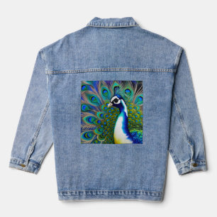 Veste En Jean Peacock blanc bleu et vert Piebald