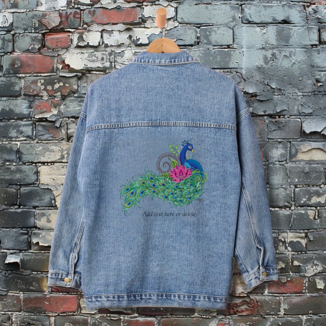Veste En Jean Peacock Blue Lotus Fleur Henné (Créateur téléchargé)