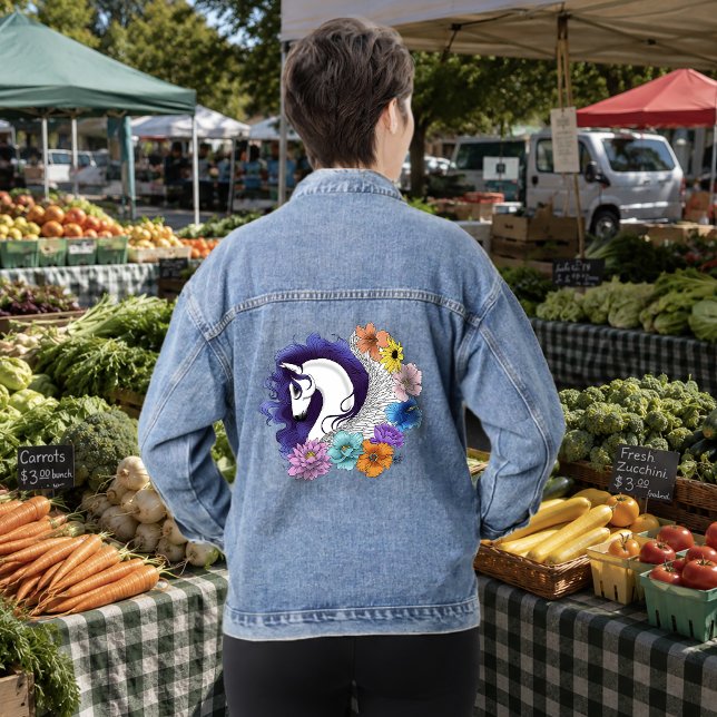 Veste En Jean Pegasus Noir Floral (Créateur téléchargé)