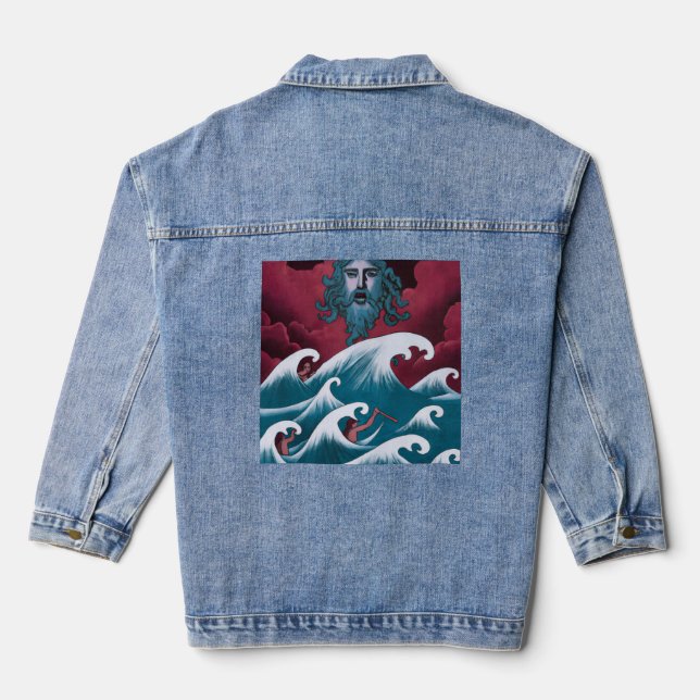Veste En Jean Peinture à l'huile de Neptune Crimson (Verso)