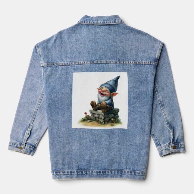 Veste En Jean Peinture aquarelle d'un joli Gnome (Verso)