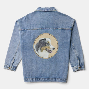 Veste En Jean Peinture de berger australien - Art original de ch