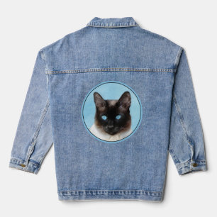 Veste En Jean Peinture de chat siamois Art animalier original