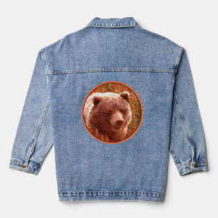Veste En Jean Peinture de notret d'ours grizzly dans l'épilobe,