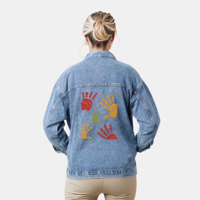 Veste En Jean peinture de palmiers (Modèle)