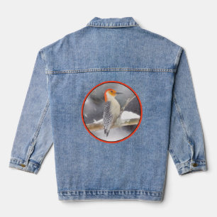 Veste En Jean Peinture de pic à ventre rouge Art original