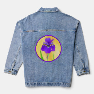 Veste En Jean Peinture Iris à cordes - Art Fleur d'origine