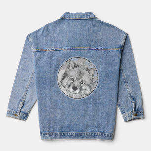Veste En Jean Peinture Keeshond Beth - Joli art original chien