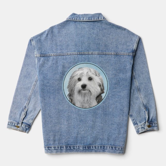 Veste En Jean Peinture Lowchen - Art de chien original mignon (Verso)