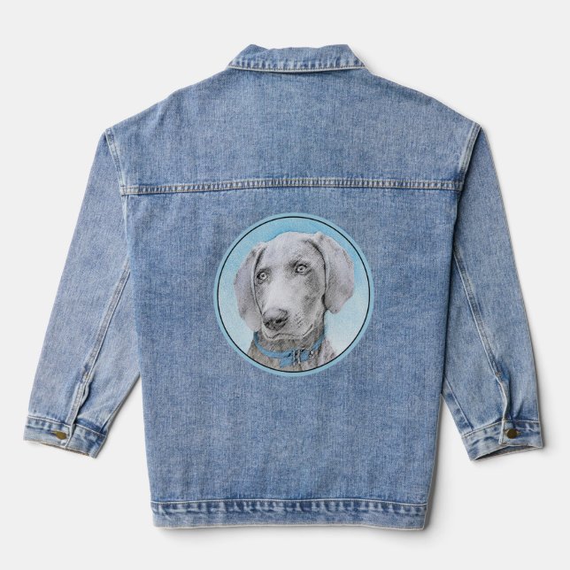 Veste En Jean Peinture Weimaraner - Joli art original chien (Verso)