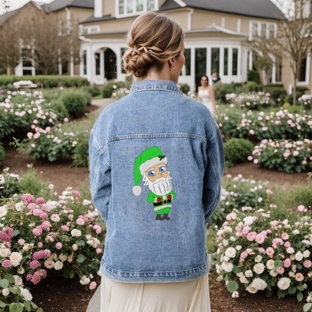 Veste En Jean Père Noël chibi en costume vert (Mariage Retour)