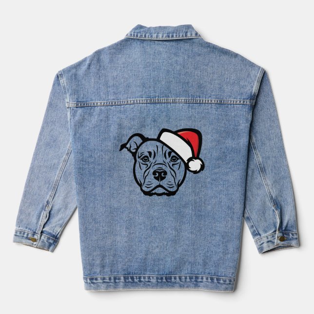 Veste En Jean Père Noël Paws : AmStaff Dog in Festive Casquette (Verso)