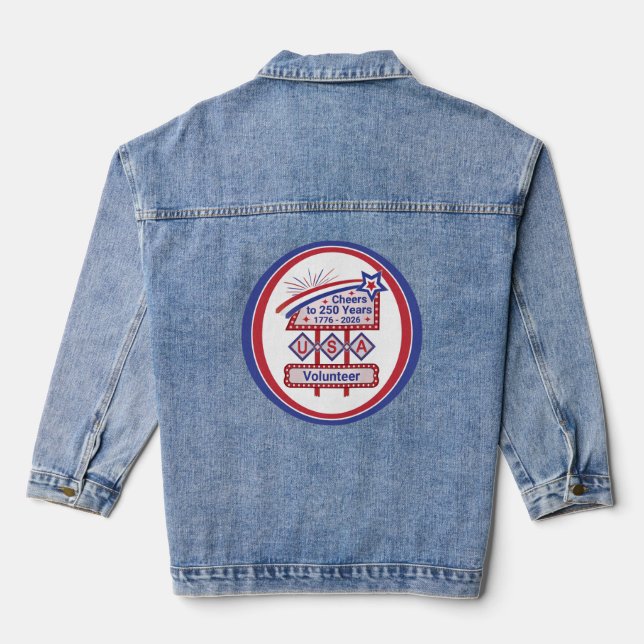 Veste En Jean Personalized USA 250–Patriotic Retro Marquee (Verso)